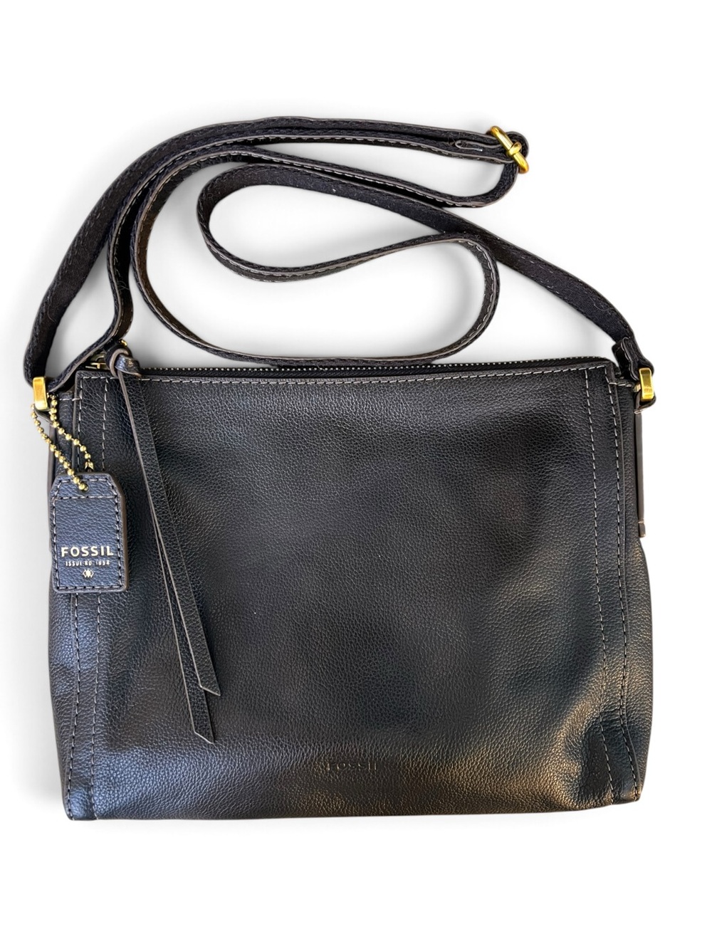 Fossil Black "Emma" Leather Crossbody Bag